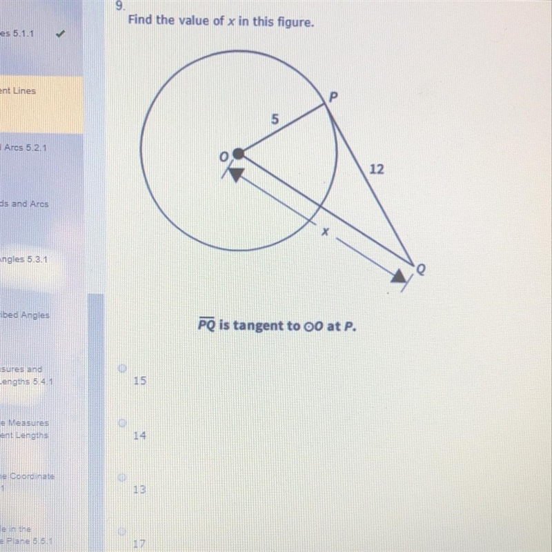 Please help Find the value of x in this figure. A: 15 B: 14 C: 13 D: 17-example-1