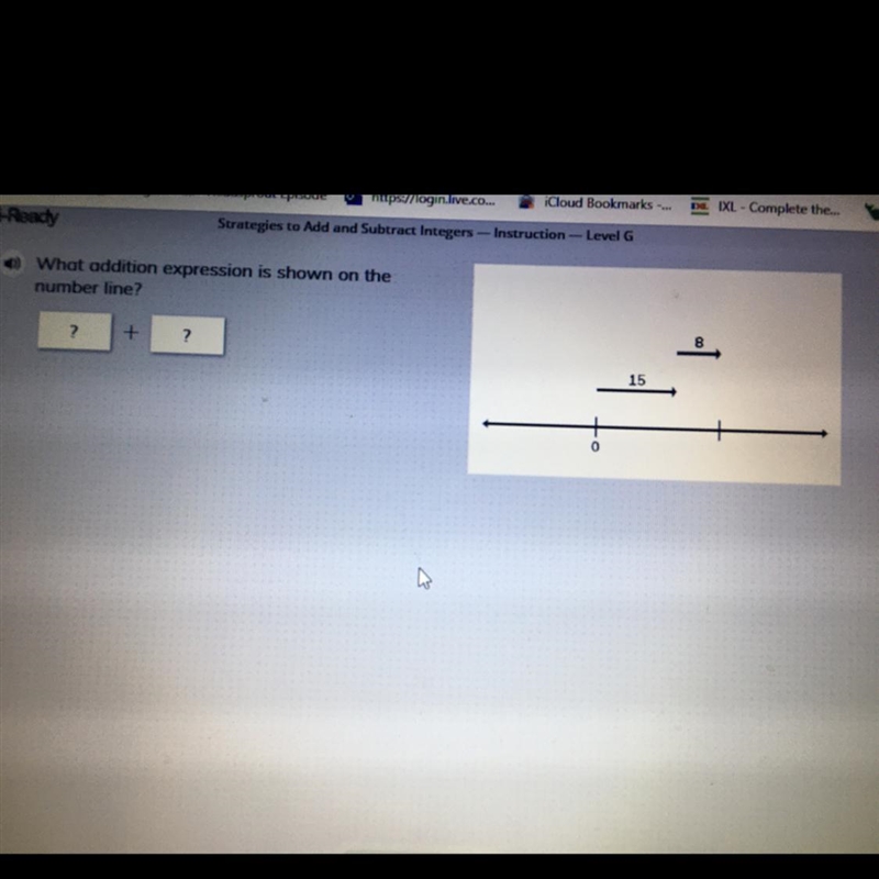 What addition expression is shown on the number line? 8 + ? 15-example-1