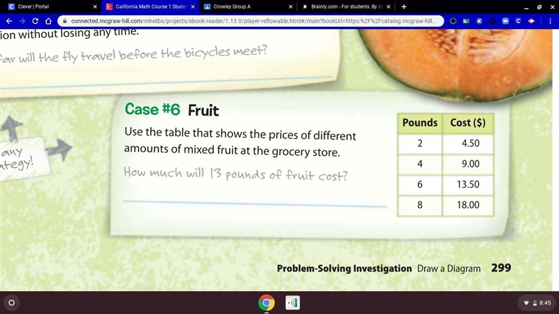 Use the table that shows the prices of different amounts of mixed fruit at the grocery-example-1