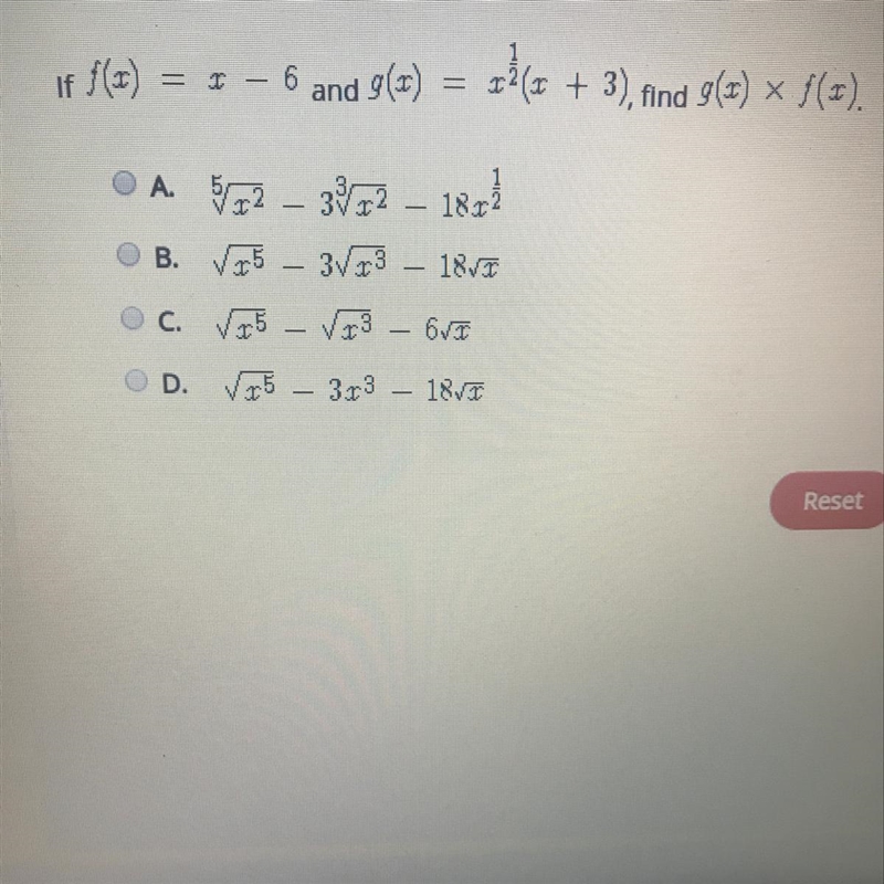 If f(x) =x -6 and g(c) = x ^2 (x+3) find g(x) • f(x)-example-1