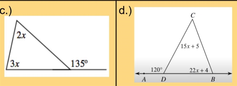 Calculate the missing angle measures a) x = ? b) x = ?-example-1