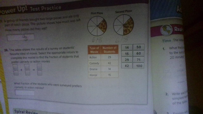 The table shows the results of a survey on students' favorite kind of movie. Select-example-1