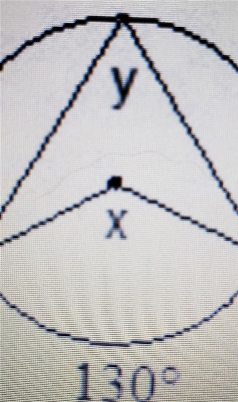 How do I find x? I already found y. (y = 65) it's inscribed angles and intercepted-example-1