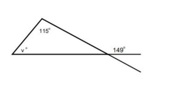 What is the degree measure of v?. A) 31° B) 34° C) 58° D) 74°-example-1