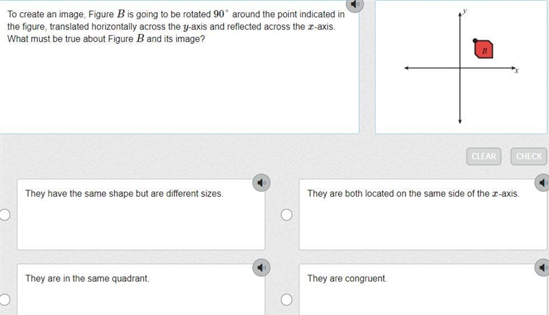 To create an image, Figure B is going to be rotated 90° around the point indicated-example-1