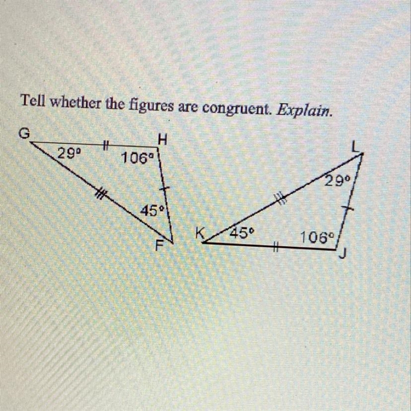 Are the two figures congruent (I don’t know if they are because one is rotated)-example-1