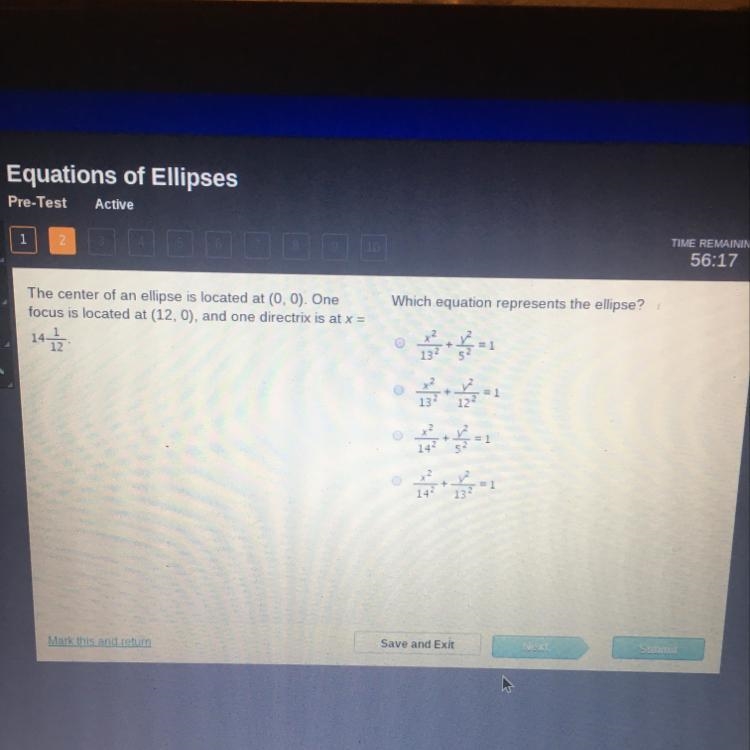 Which equation represents the ellipse?-example-1