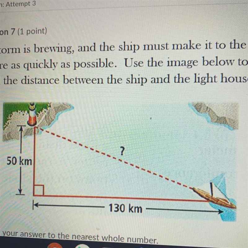 A storm is brewing, and the ship must make it to the shore as quickly as possible-example-1