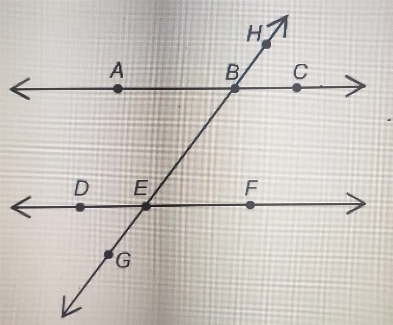 Given lines AC and DE are parallel, which pair of angles are NOT congruent to each-example-1