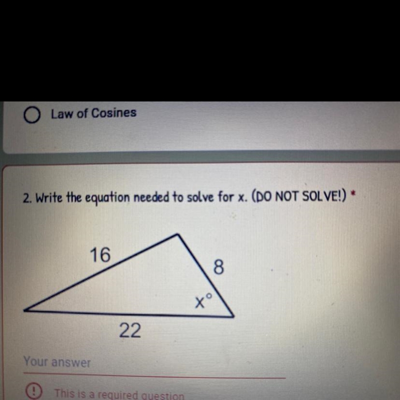 Write the equation needed to solve for X-example-1