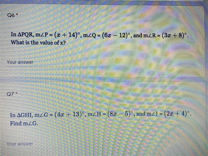 For question 6 what is that value of x? For question 7 find m-example-1