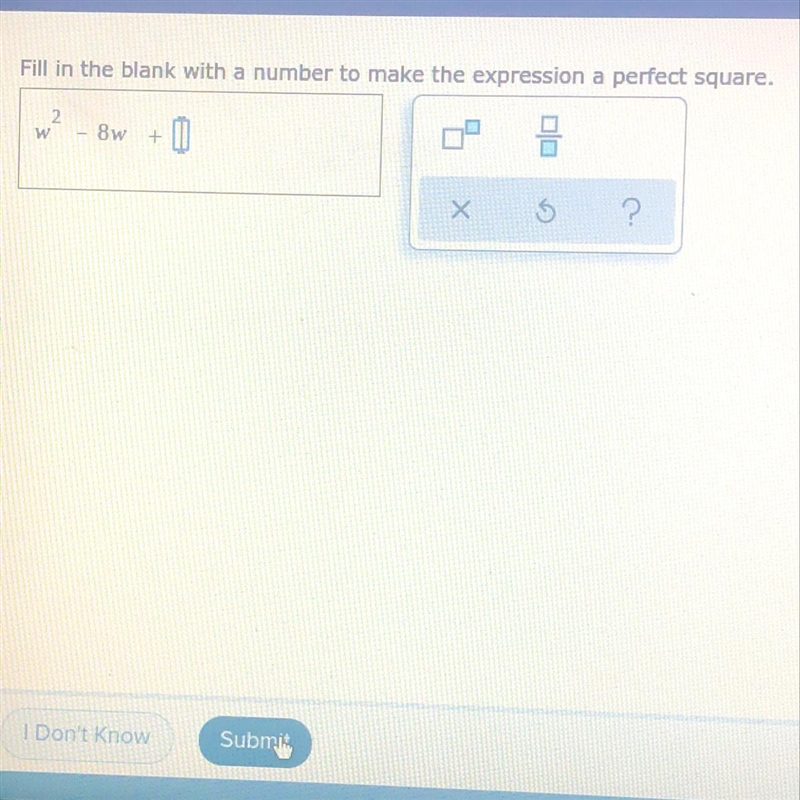 Fill in the blank with a number to make the expression a perfect square.-example-1