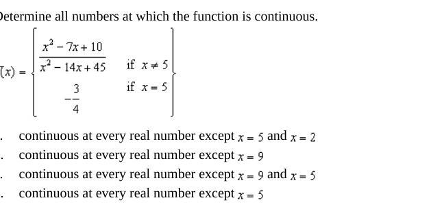 Determine all numbers at which the function is continuous.-example-1