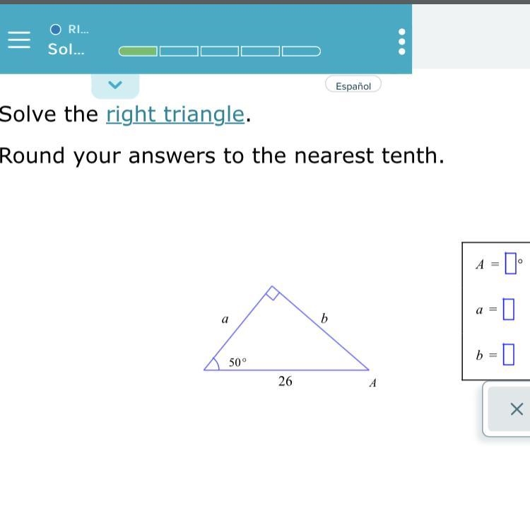 Solving the right triangle ‼️ (Round to the nearest tenth) can someone help me find-example-1