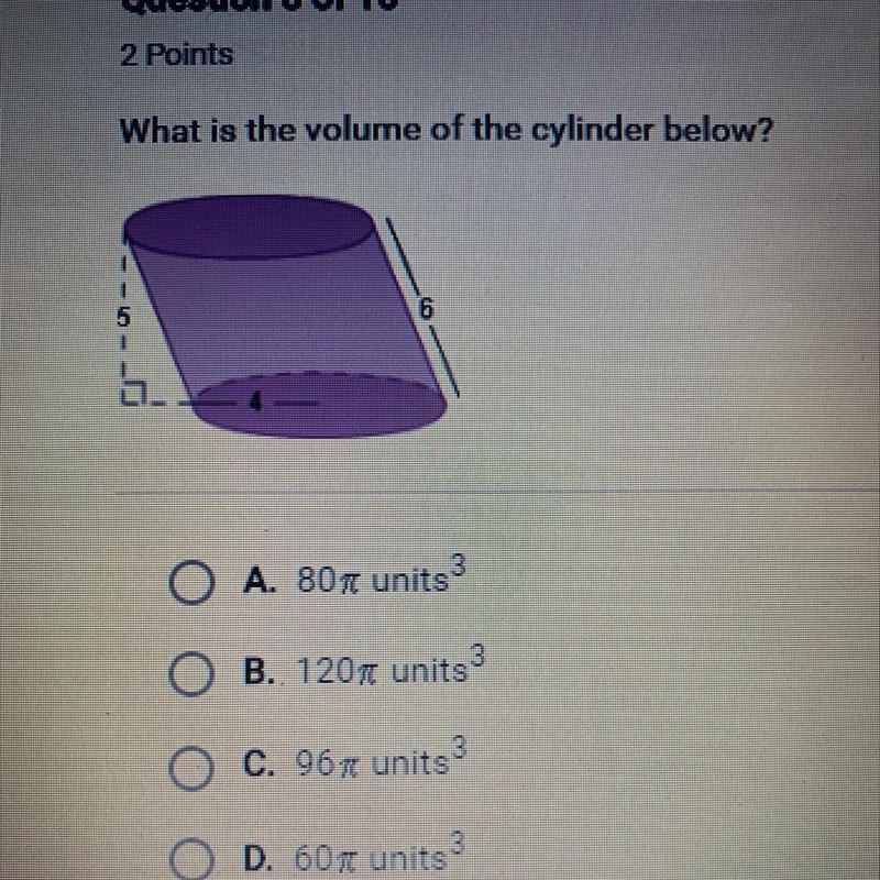 What is the volume of the cylinder below?-example-1