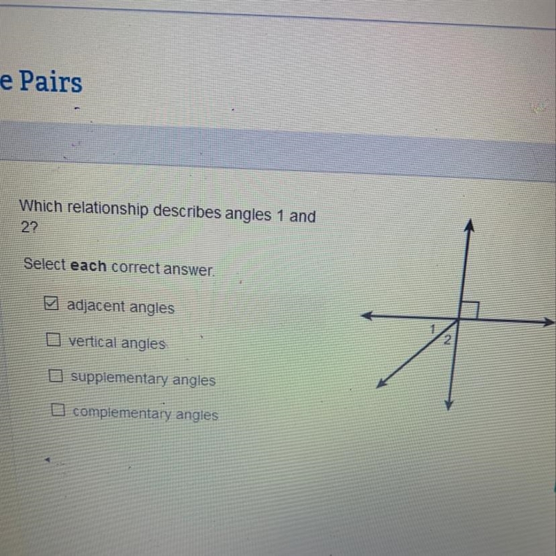 Which relationship describes angle 1 and 2-example-1