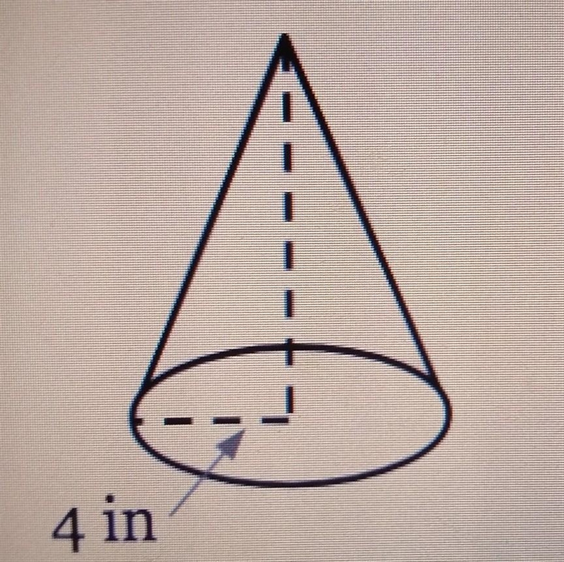 the volume is 50.24 cubic inches and has a radius of 4 inches. What is the height-example-1