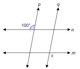 In the figure, lines m and n are parallel to each other. Lines p and q are also parallel-example-1