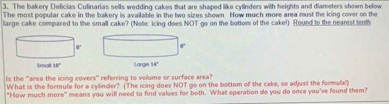 The bakery Delicias Culinarias sells wedding cakes that are shaped like cylinders-example-1