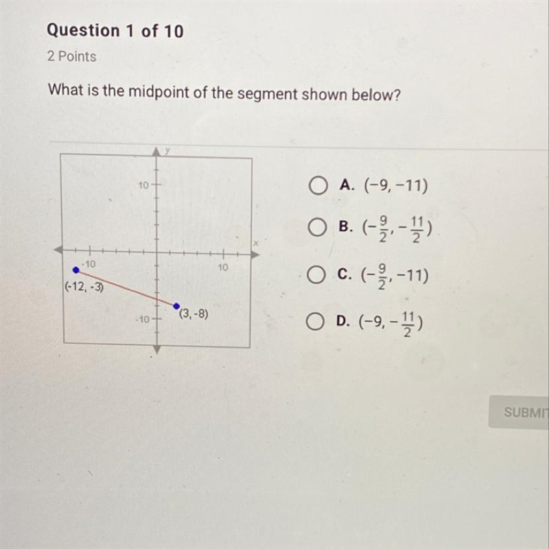 What is the midpoint of the segment shown below?-example-1