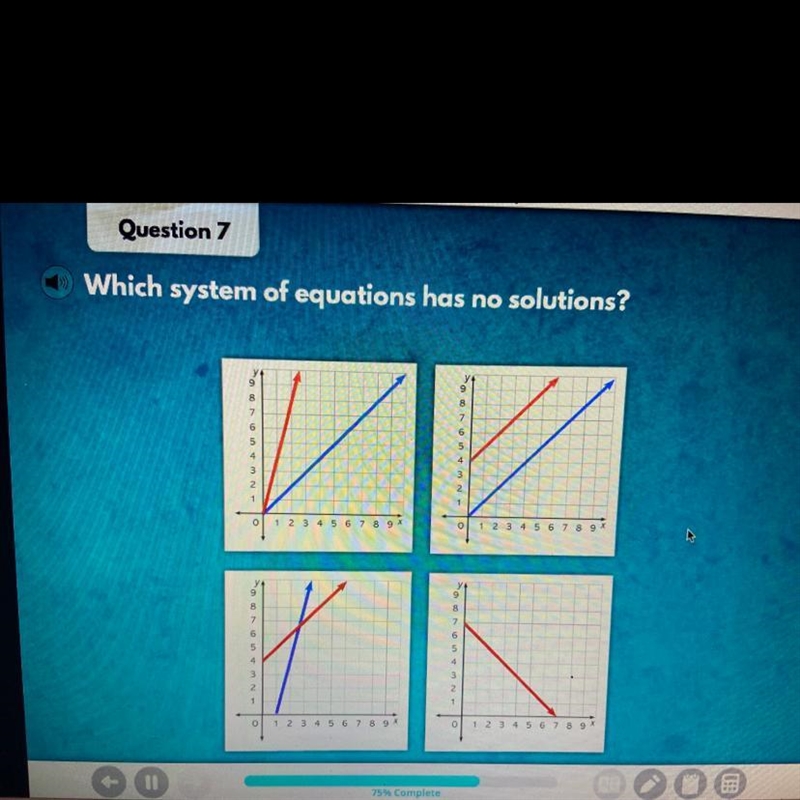 Which system of equations has no solutions...please help quick-example-1