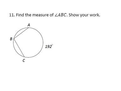 Please help!! 10 POINTS!!! Find the measure of ∠ABC. Show your work.-example-1