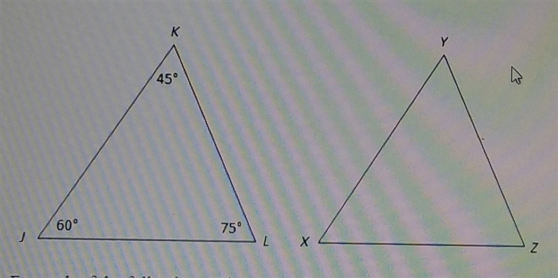 ≧﹏≦ PLEASE HELP PLEASE HELP PLEASE HELP ≧﹏≦ JKL ≈ XYZ For each of the following angles-example-1