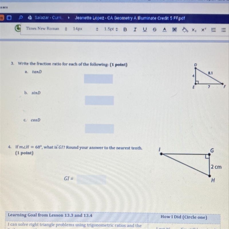 In triangle GHI, GH= 2cm please do 3 and 4-example-1