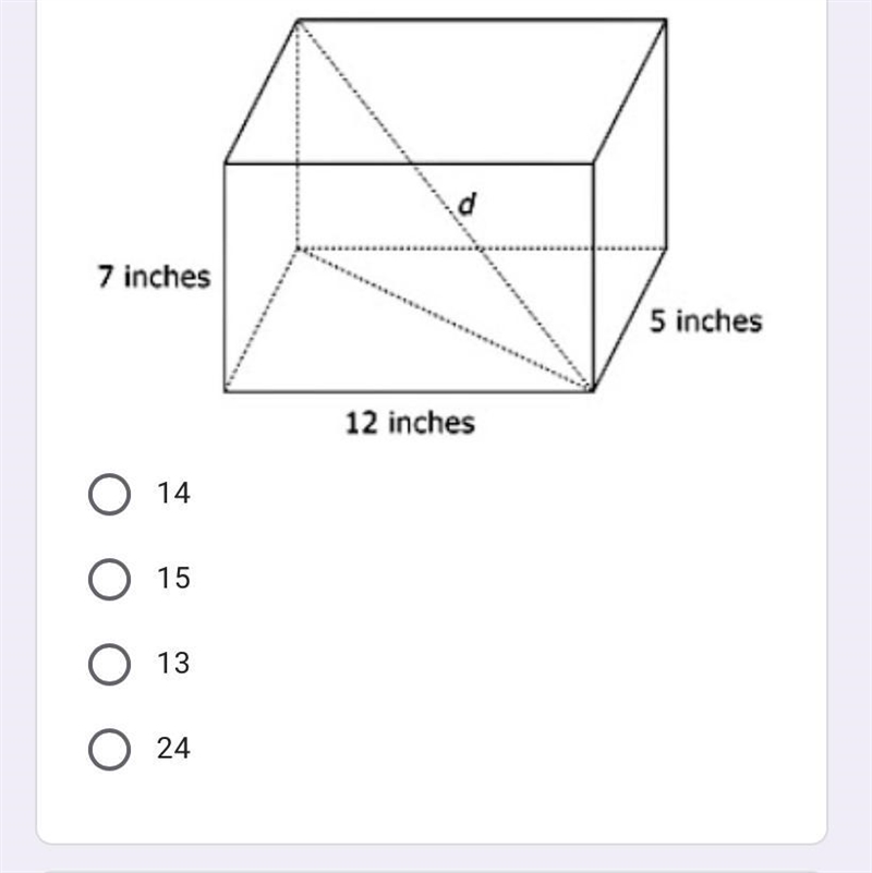 What is the length of the diagonal of the following rectangular prism? Round to nearest-example-1