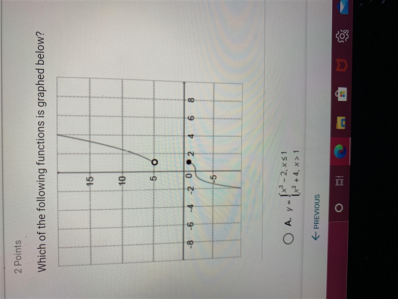 Which of the following functions is graph below? Pics added-example-1