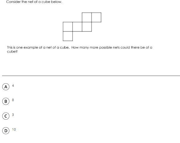 This one example of a net of a cube. how many more possible nets could there be of-example-1