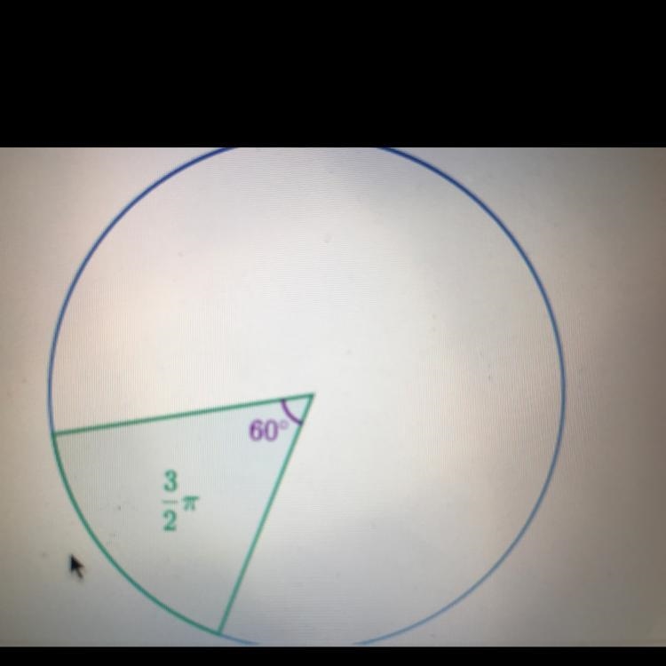 A circle with area 3/2pi and central angle of 60 degrees. What is the area of the-example-1