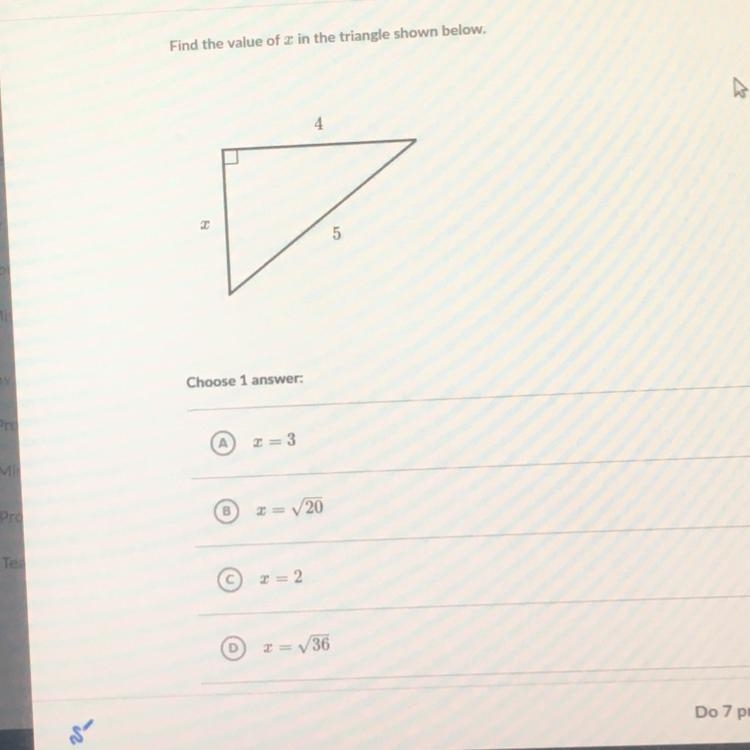 Find the value of x in the triangle-example-1