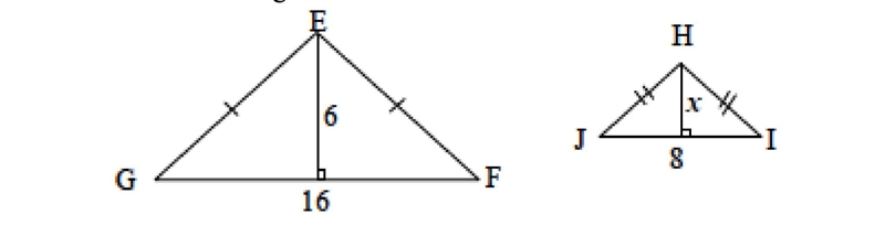 The isosceles triangles below are similar. a. What is the similarity ratio of triangle-example-1