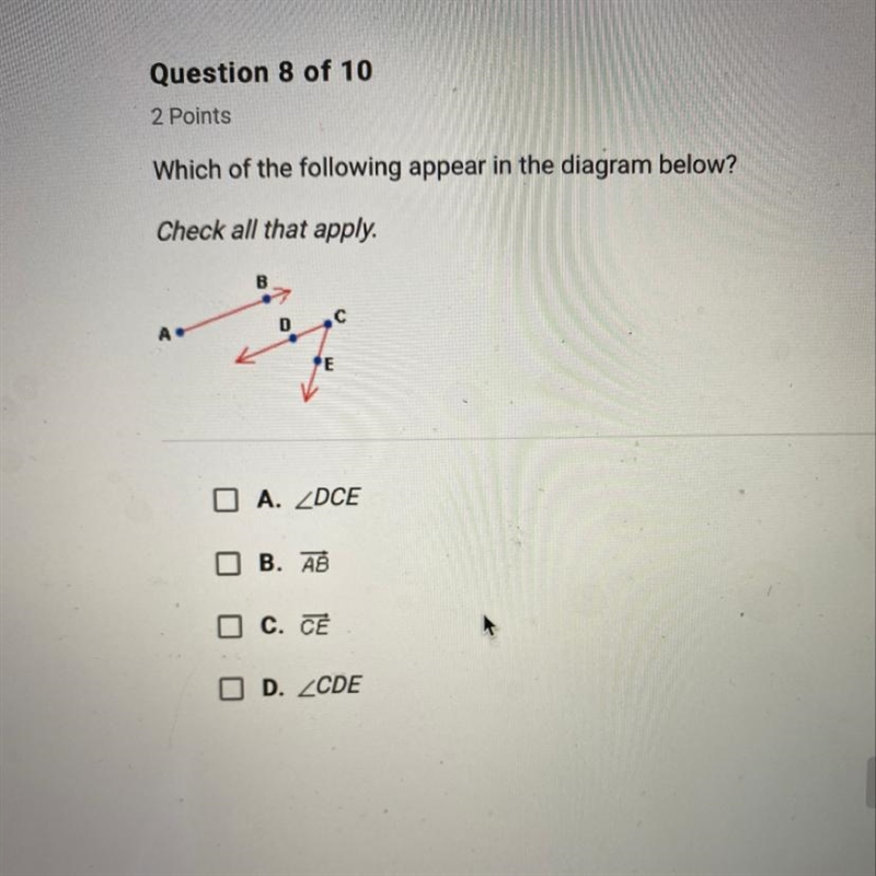 Which of the following appear in the diagram below? Check all that apply-example-1