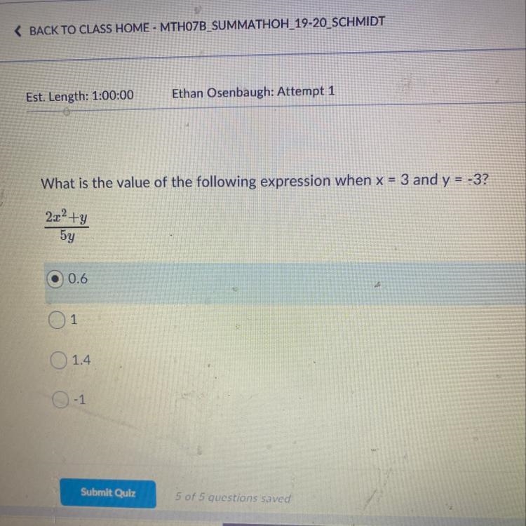 What is the value of the following expression when x = 3 and y = -3-example-1