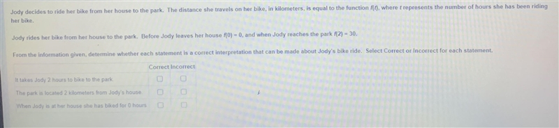 Jody decides to ride her bike from her house to the park. The distance she travels-example-1