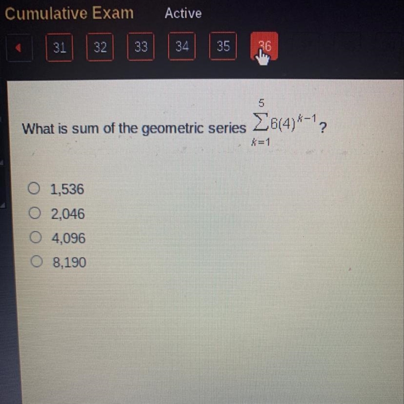 Help please, what is sum of the geometric series E6(4)k-1-example-1