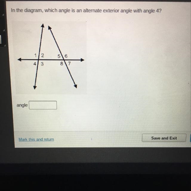 Which angel is an alternate exterior angle with angle 4-example-1