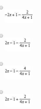 Divide (-2x-3+8x^2) by (1 + 4x)-example-1