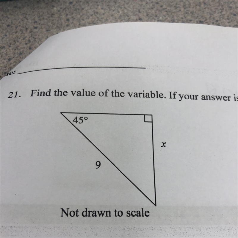 Find the value of the variable. If your answer is not an integer, leave it in simplest-example-1