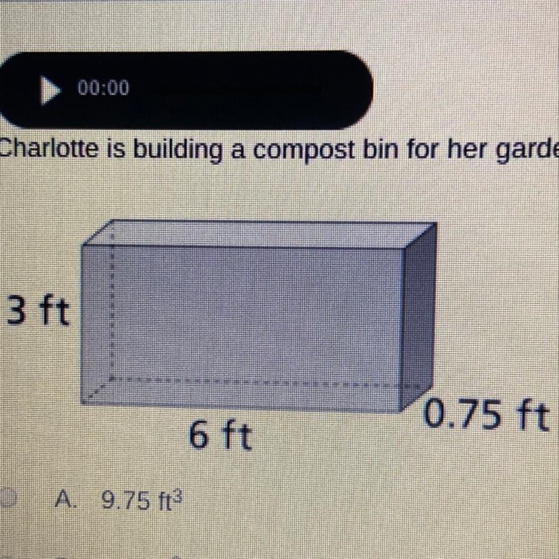 Charlotte is building a compost bin for her garden. How much compost will the bin-example-1