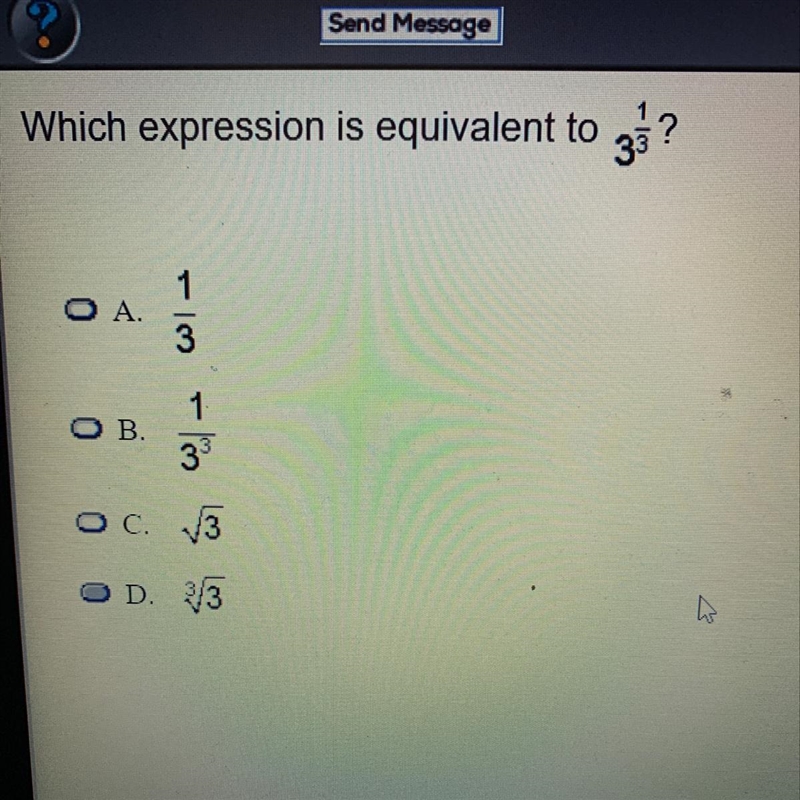 Which expression is equivalent to 3 1/3?-example-1