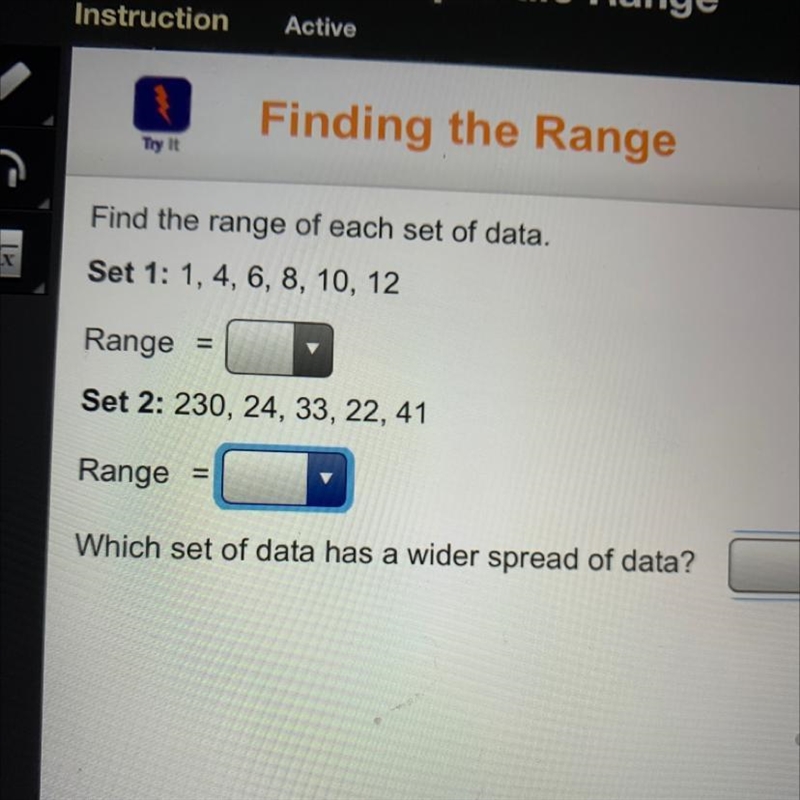 Find the range of each set of data.-example-1