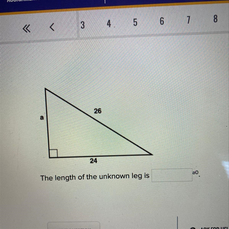 26 24 The length of the unknown leg is _____-example-1