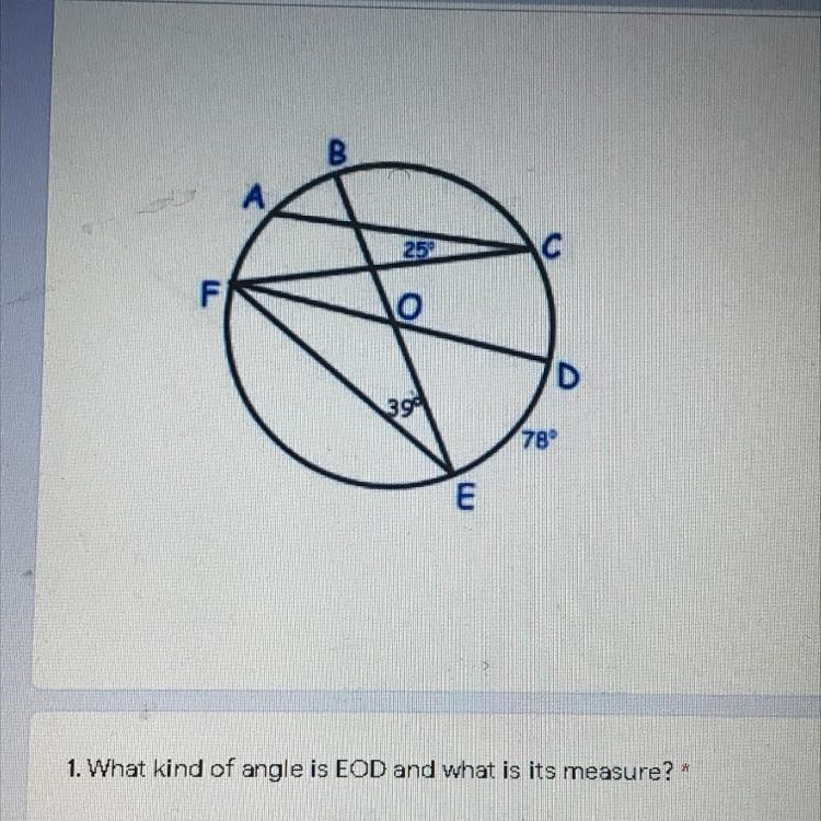 What kind of angle is EOD and what is it’s measure?-example-1