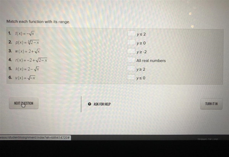 Match each function with its domain.-example-1