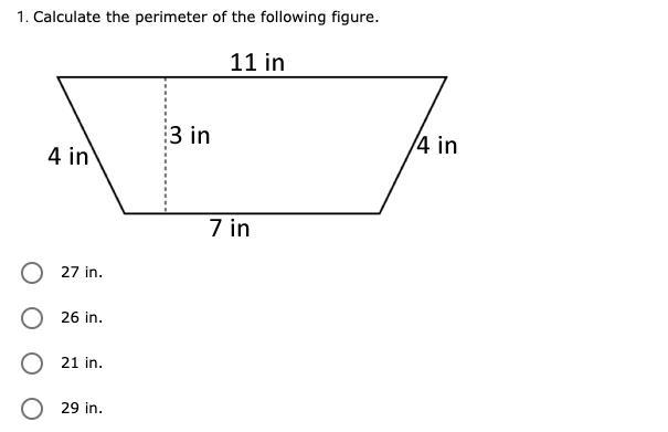 Calculate the perimeter of the following figure.-example-1