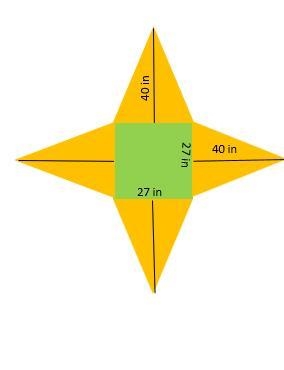 Use the net to find the surface area of the square pyramid. A) 1040 in2 B) 1426 in-example-1