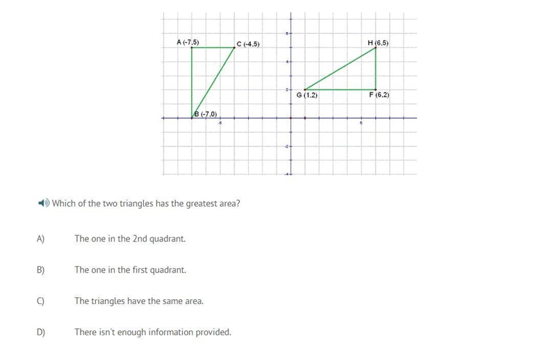 Which of the two triangles has the greatest area?-example-1